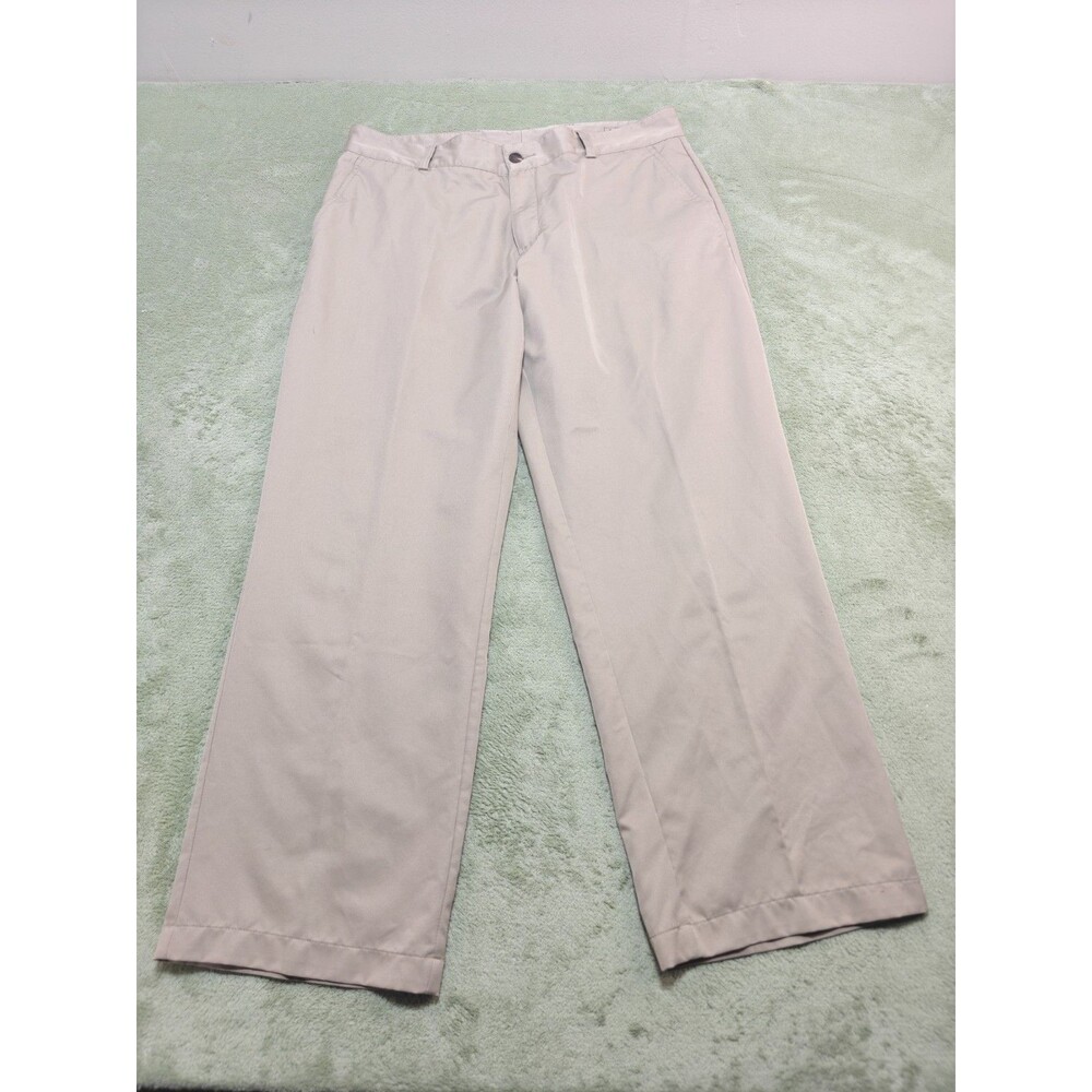 Adidas Vented Golf Pants Beige Performance Stretch Flat Front Mens Size 36 x 30